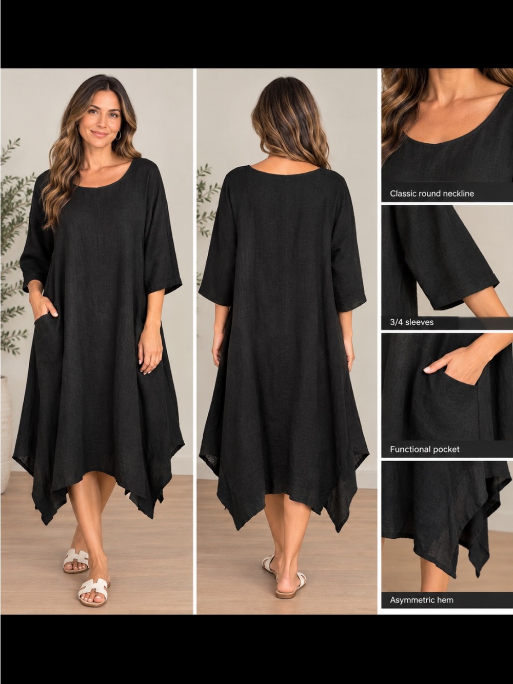 West Love Los Angeles Black Linen Maxi Dress Lagoon Look Minimalist Boho